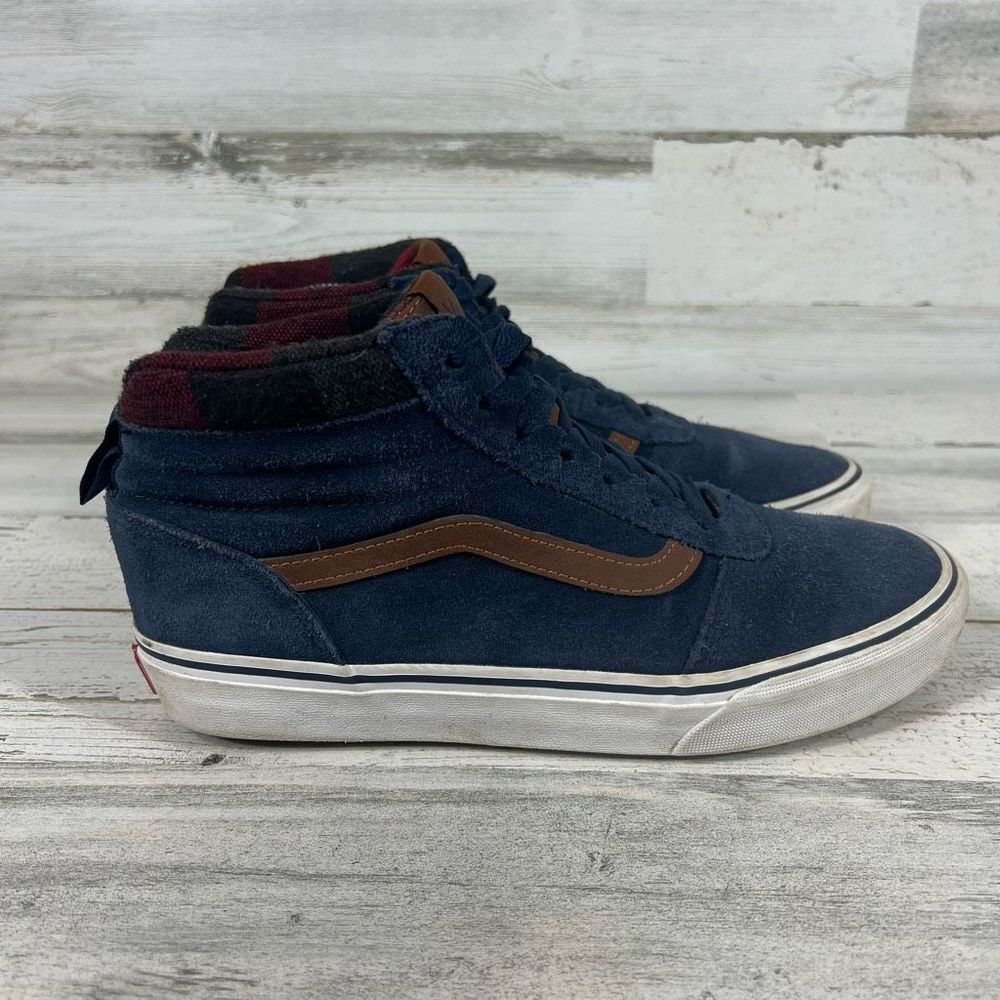 Vans Ward Hi MTE Navy Suede Flannel‎ Lined Winter Skate Shoes Men US 8 EUR 40.5
